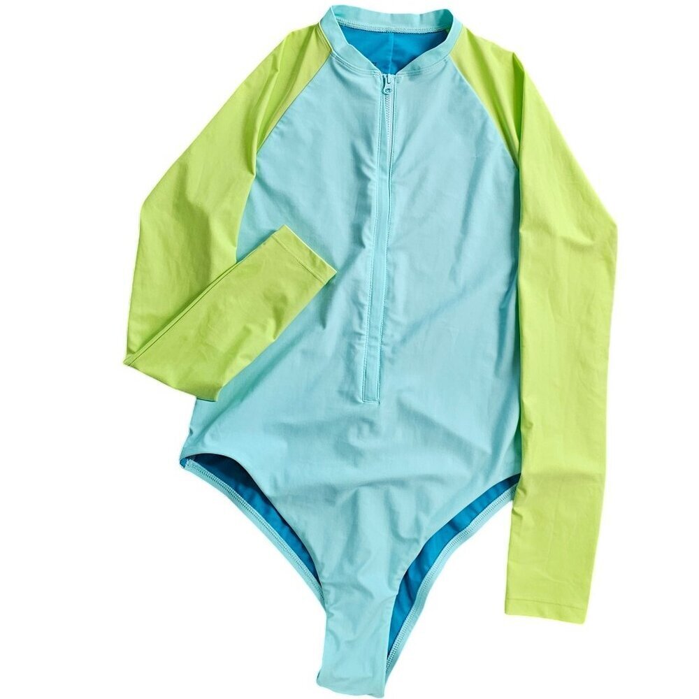 Jolyn Paloma Long Sleeve Zip Up Surf Suit Size Large One Piece Color Block